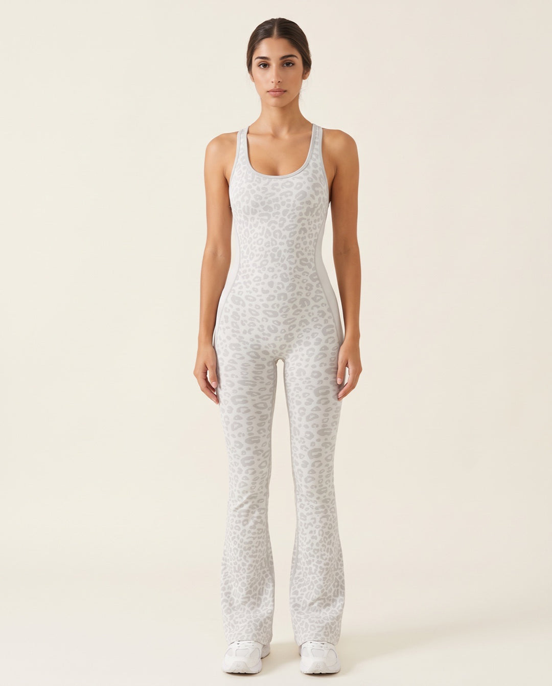 Leopard Sculpt Flare Jumpsuit