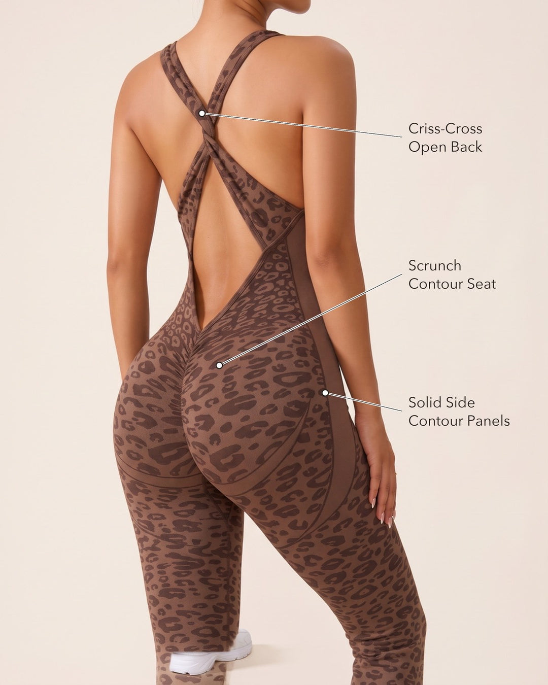 Leopard Sculpt Flare Jumpsuit