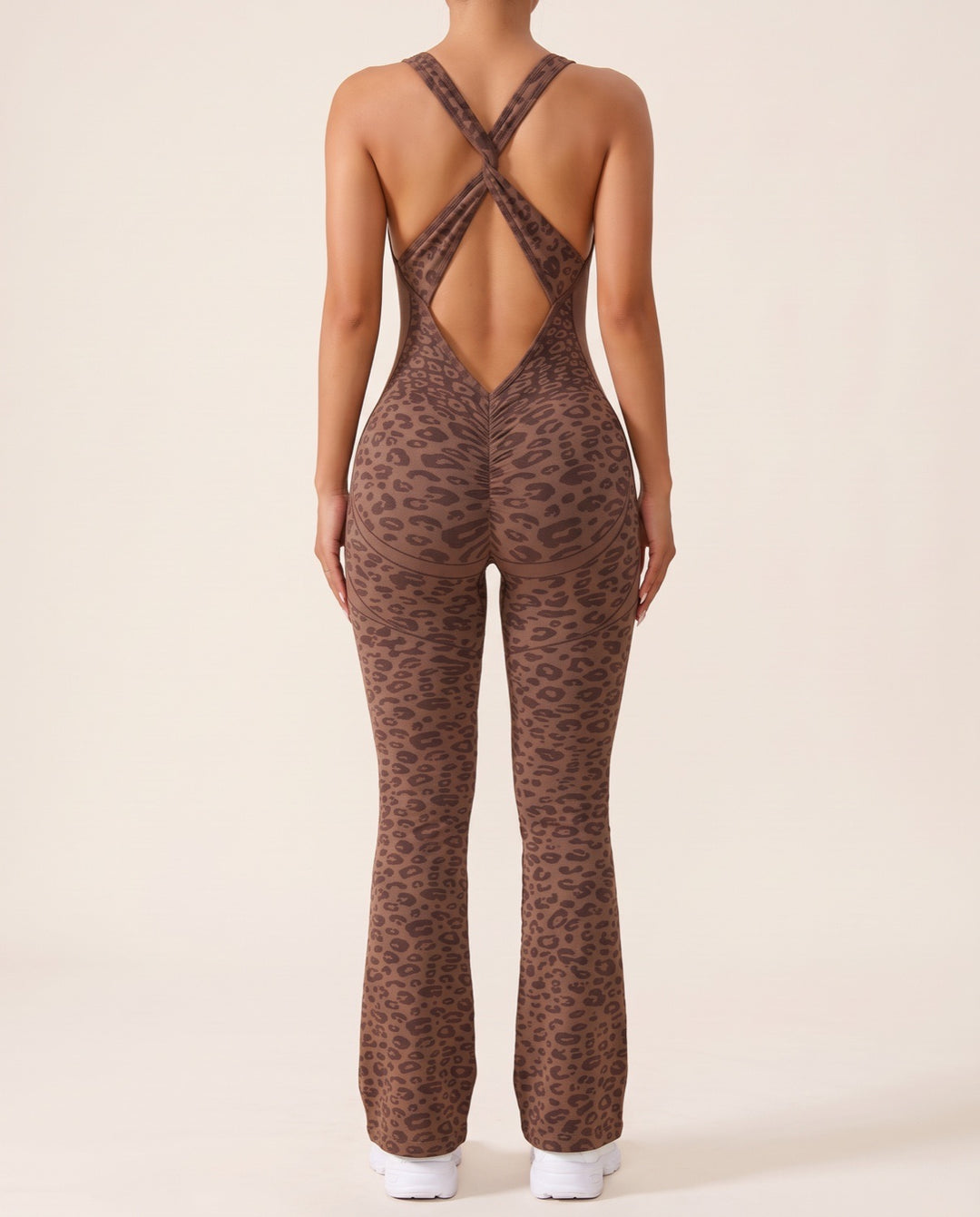 Leopard Sculpt Flare Jumpsuit