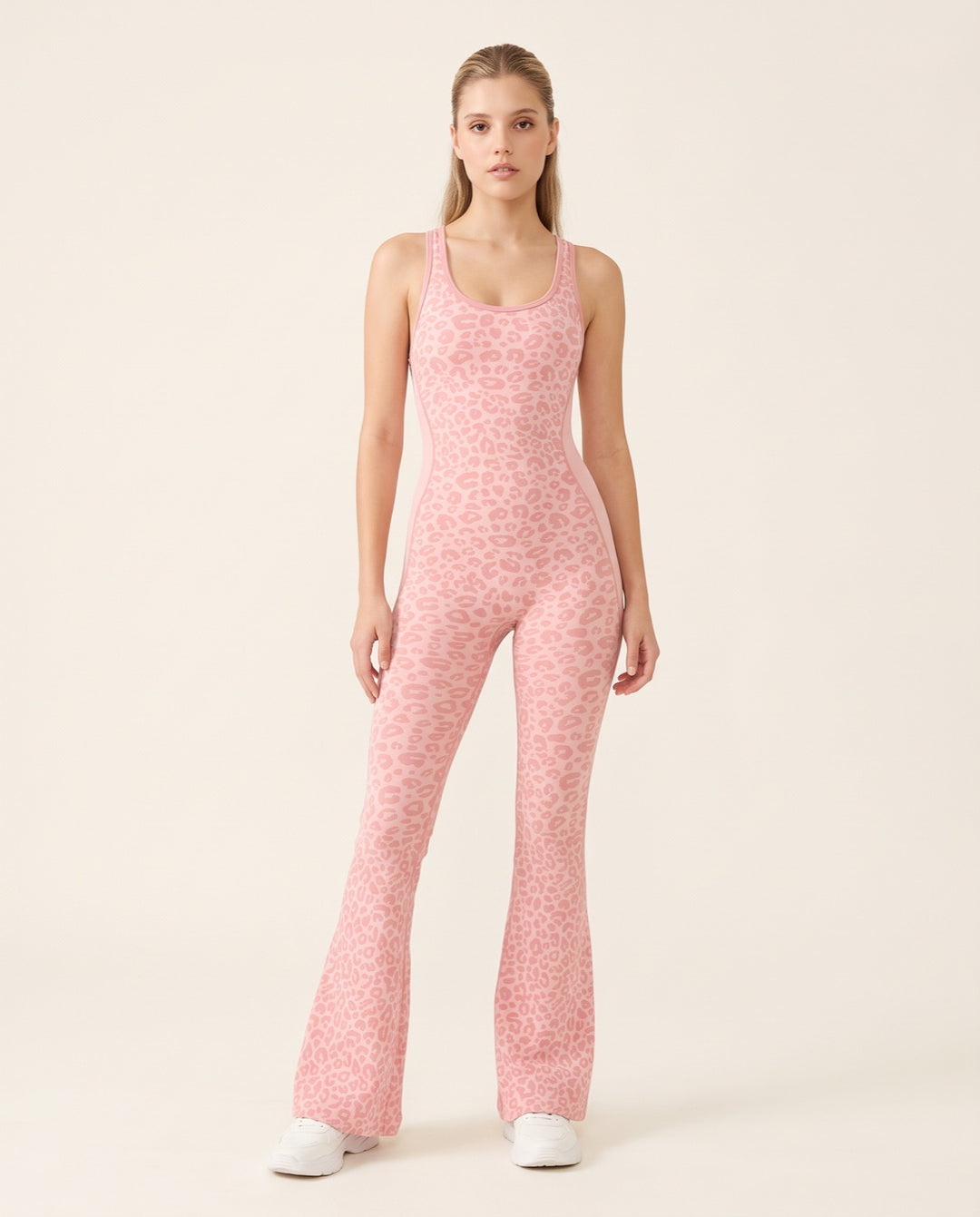 Leopard Sculpt Flare Jumpsuit