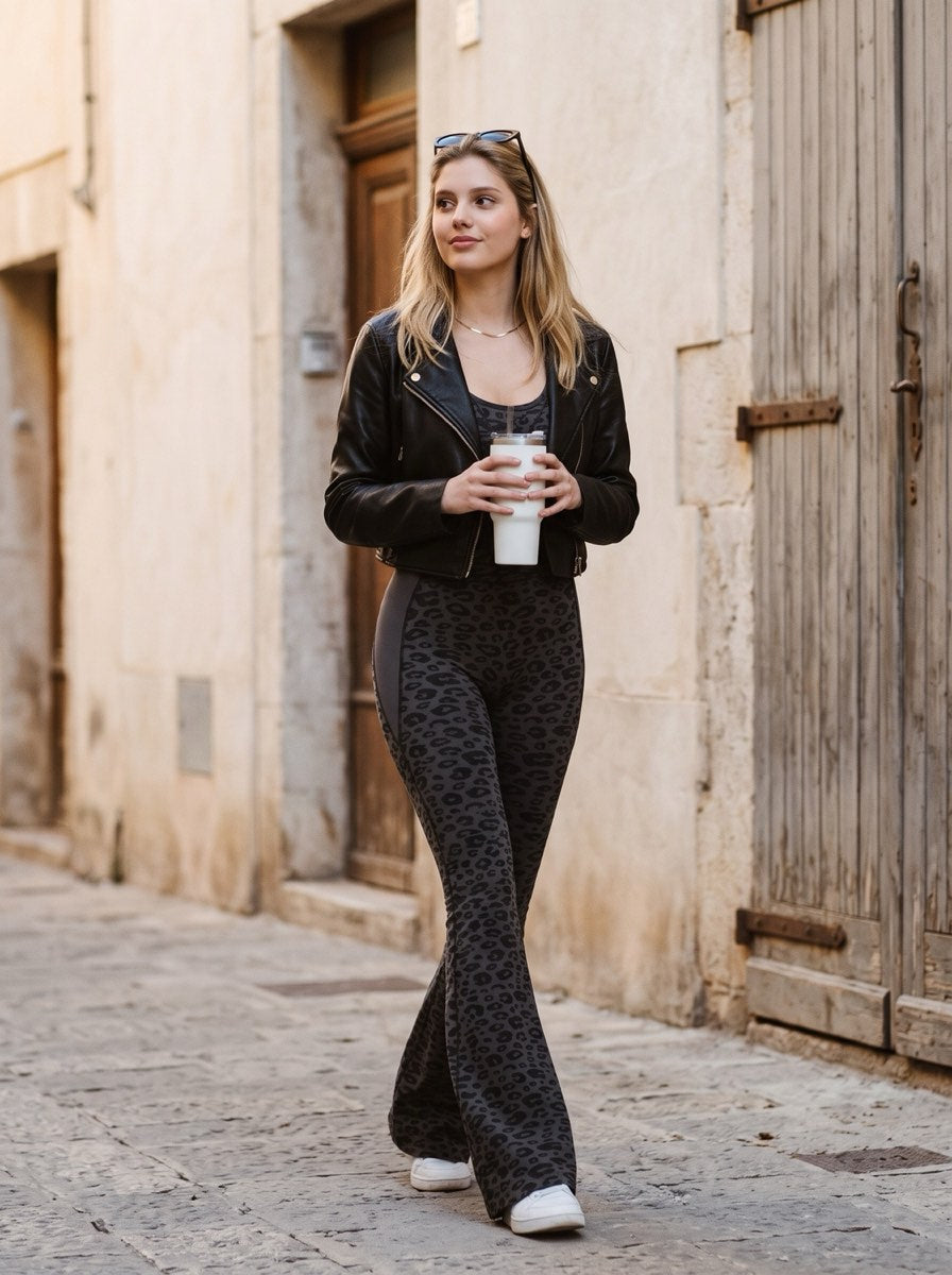 Noella Leopard Sculpt Flare Jumpsuit